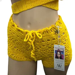 Yellow Pineapple Crochet Shorts by Nikita Naomi