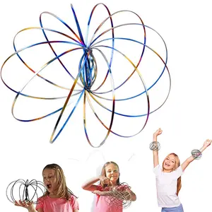 Spinner Ring Arm Magic Spring Arm Flow Sculpture Ring Colored Magic Kinetic Spring Interactive Festival Accessories (Colorful)