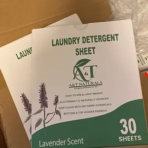 A&T Naturals Lavender (2Pck) Laundry Detergent Sheets Household Cleaning Scented