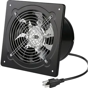 Exhaust Fan 78W Through-wall installation Ventilation Fans 110V Exhaust Fan with Plug 8 inch Exhaust  Fan with Light Weight Pure Copper  for Kitchen Bathroom (Black)