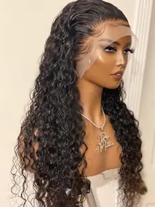 Black -Soft Long 26-Inch 180 Density Kinky Curly 13x4 Lace Front Wig, Glueless Heat Resistant Daily Wear, Pre-Plucked All Seasons