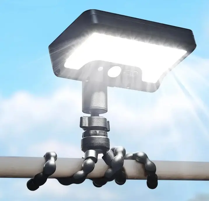 Solar Outdoor Security Light with Bendable Octopus Base, USB & Solar Charging, 3 Lighting Modes, Waterproof, Motion Sensor, Auto Off, Metal/Plastic Construction, Solar Outdoor Lights