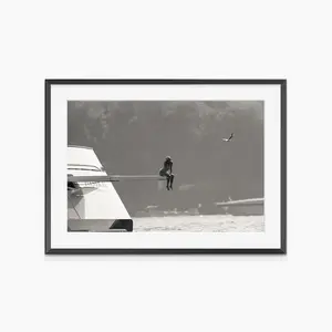 Princess Diana on Yacht, Photography Prints, Diving Board, Retro Poster, Black and White Wall Art
