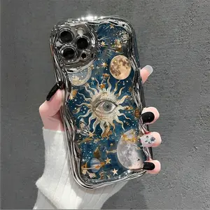Celestial Sun and Moon themed phone case designed with stunning cosmic artwork compatible with iPhone 17 Air 16 15 14 13 12 and 11 Pro models and made of TPU protective material perfect for astrology lovers friends and family birthdays holidays