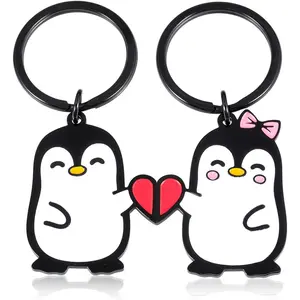 Penguin Couple Valentines Day Gift for Him Her Boyfriend Girlfriend Matching Lovers Cute Keychain for Husband Wife One Year Anniversary Birthday Wedding Best Friend