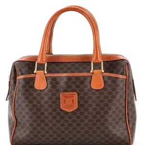 Pre-owned Celine Canvas Coated, Leather Top Handle Bags Vintage Boston Bag Macadam Coated Canvas Medium by Rebag