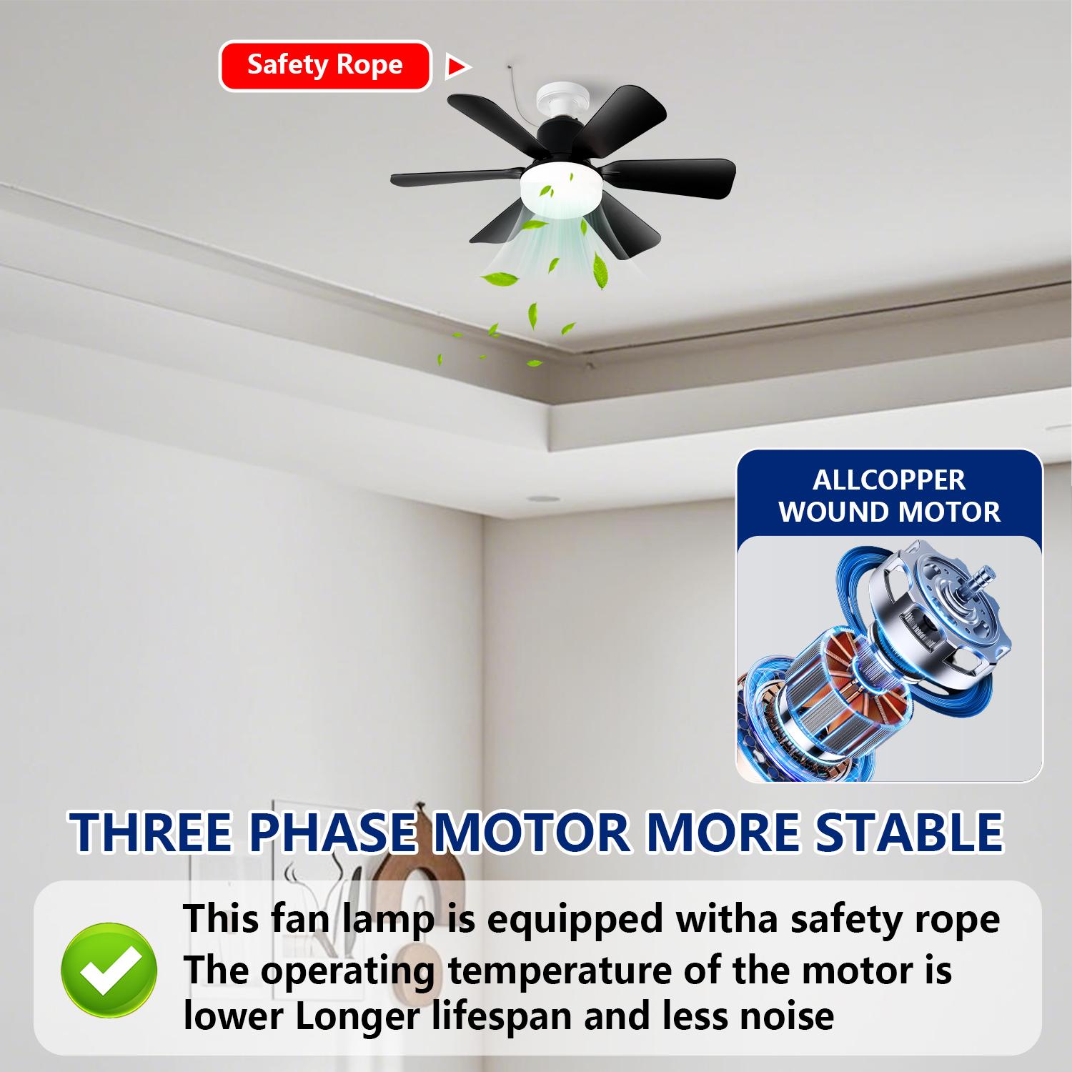 16.5-inch fan light with remote control, three color dimming modes, suitable for bedroom/kitchen/dining room/study/garage