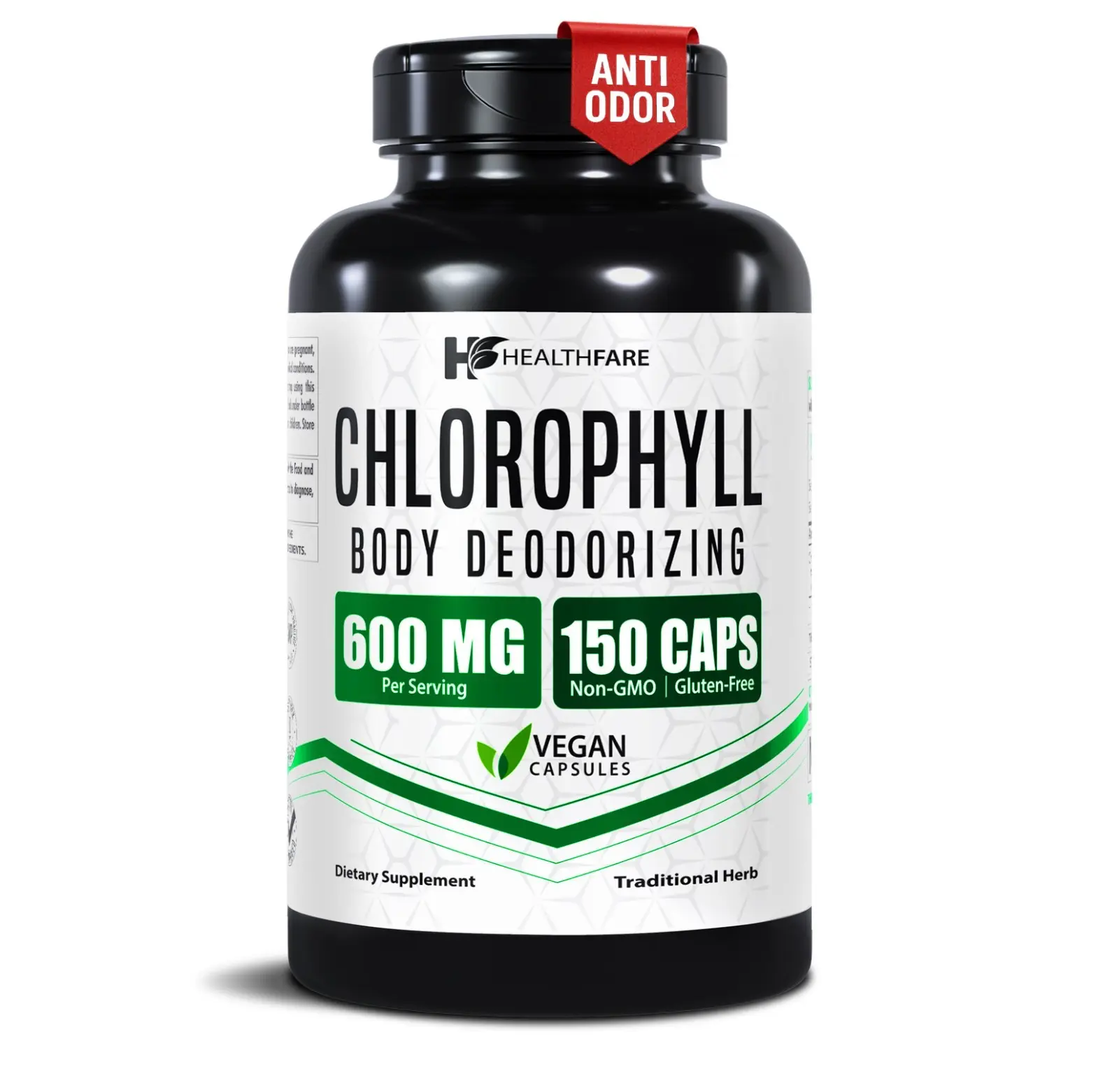 Chlorophyll 600mg | 150 Veg Capsules | Body Deodorizing Supplement