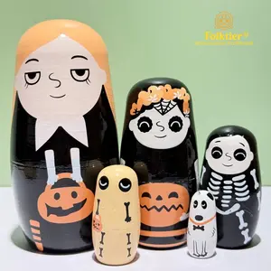 1 Set Russian Nesting Dolls, Witch Matryoshka Dolls, Wooden Educational Toys for Kids, Crafts & Collectible Souvenirs, Ideal Gifts for Christmas Halloween Easter Thanksgiving Valentine's Day Ramadan New Year Birthday Party Wedding.