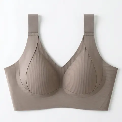 Women's 4-Pack V-Neck Wire-Free Sports Bra Tops - Seamless, Buttery Soft High-Stretch Jersey Spandex, Workout Bras for Gym, Yoga