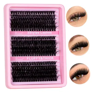 Lash Clusters Kit 70D+80D+90D Cosmetic Eyelash Extension DIY Lash Extension Kit D Eyelash Extensions with Bond &Seal &Remove &Eyelash Tweezers Eyelashes and 10-18MM Cluster Lashes 300Pcs Eyelashes Extension Set