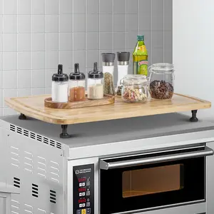 GARVEE Bamboo Stovetop Cover, 30" x 20" Extra Large Countertop Cutting Board with Juice Grooves & Adjustable Legs, Dual-purpose Chopping Board for Electric Stove Burner, RV Camper Gas Cook Top Cover