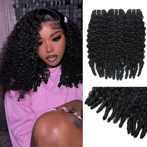 Burmese Curly Bundles Human Hair 3C4A Raw Virgin Human Hair Bundles with Spiral Curly End 3 Bundles Kinky Curly Human Hair Bundles Quick Weave Hair Natural Black