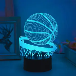 1pc 3D Basketball LED Night Light, LED Neon Sign, Touch Control with 7 Color Modes, USB Powered Table Lamp for Basketball Fans, Home Decorative Desk Lamp