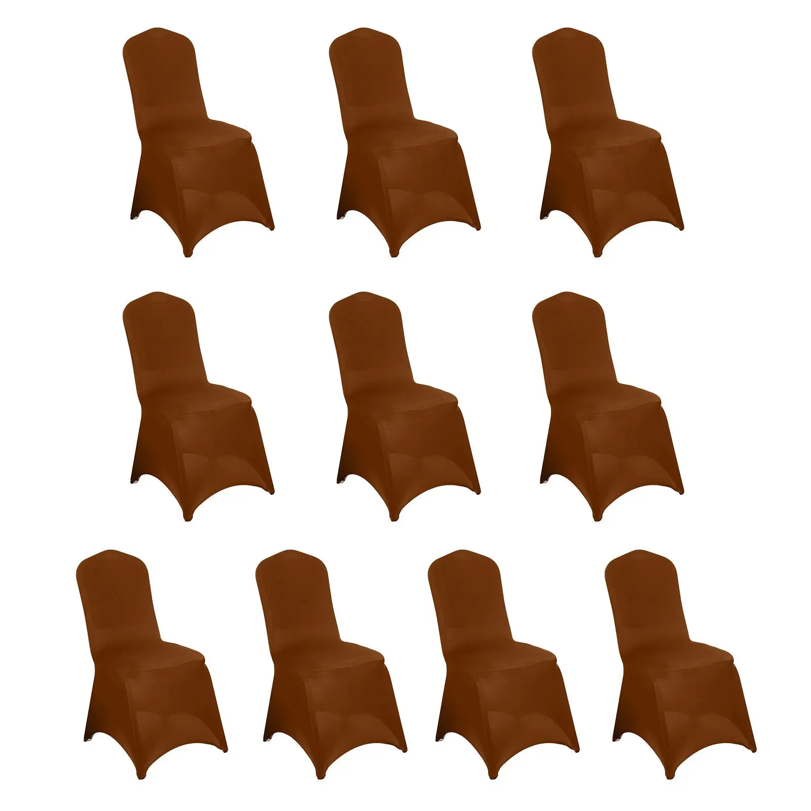 10 Pack Cinnamon Brown Spandex Chair Covers - Durable, Reusable Stretch Slip-On, Elastic, Washable Covers for Banquet, Dining Room, Party Chairs, Dining Room Chair Covers, Washable Chair Slipcovers