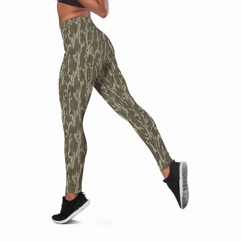 Womens Bottomland Camo Leggings, High Waist Hunting Yoga Pants, Outdoor Workout Tights, Performance Activewear, Sporty Streetwear Pants