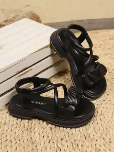 Girl's Solid Color Slides, Footwear Strap Slides, Casual Comfortable Strappy Sandals for Beach, Fashionable Shoes for Kids for Daily Wear