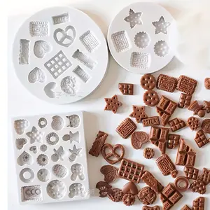 1pc Silicone chocolate Cookie Mold Set, Silicone Baking Mold, Mini DIY handicraft jewelry casting tools, artificial cookie pendant, scented candle making, Shoe decoration, rectangular shape, art supplies liquid silicone mold