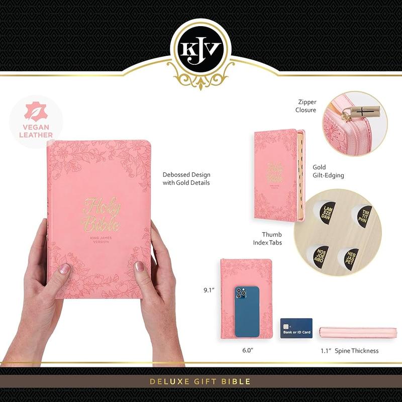 KJV Holy Bible, Gift Edition King James Version Faux Leather Cover in Blossom Pink Floral for Christmas Gift