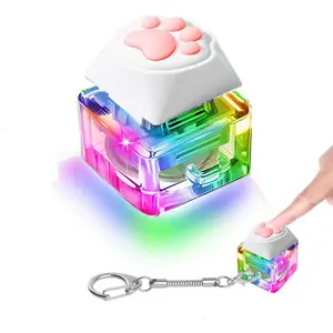 Fidget Keyboard ,Cat's paw Keychain with LED Light Stress Relief for Adults and Kids,Finger Keyboard Keychain Fidget Clicker Toys,Executive Desk,ADHD Toys,Adult Gifts.