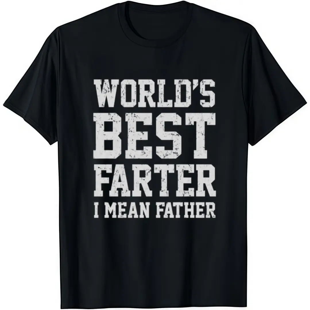 Men's Fitted Cotton Round Crew Neck Short-Sleeve Classic Graphic Tshirt - New Year Dad Gift, Soft Casual Everyday Top with "Best Farter I Mean Father" Print (tiktokshopspringglowup,summervibes)