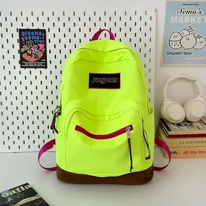 Fluorescent green JanSport Right Pack Backpack Durable Daypack with Padded 15" Laptop Sleeve, Spacious Main Compartment & Integrated Water Bottle Pocket Outdoor Fitness Laptop bag
