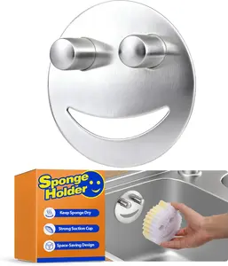 Stainless Steel Sponge Holder Compatible with Scrub Daddy Mommy Sponge, Bathroom Kitchen Sink Caddy Organizer Storage with Suction Cup, Dishwasher Safe, Keep Sponge Dry, Silver, 1-Pack