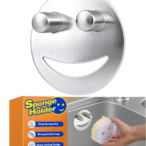 Discount Parts Direct Stainless Steel Sponge Holder Compatible with Scrub Daddy Mommy Sponge, Bathroom Kitchen Sink Caddy Organizer Storage with Suction Cup, Dishwasher Safe, Keep Sponge Dry, Silver