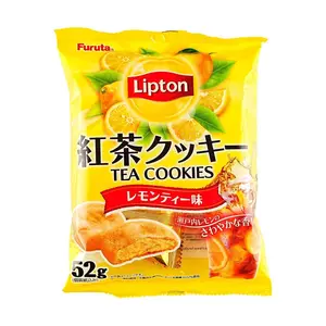 Furuta Lipton Lemon Black Tea Cookies 52g - Japanese Snack, Tea Flavored Biscuit, Refreshing Citrus Treat