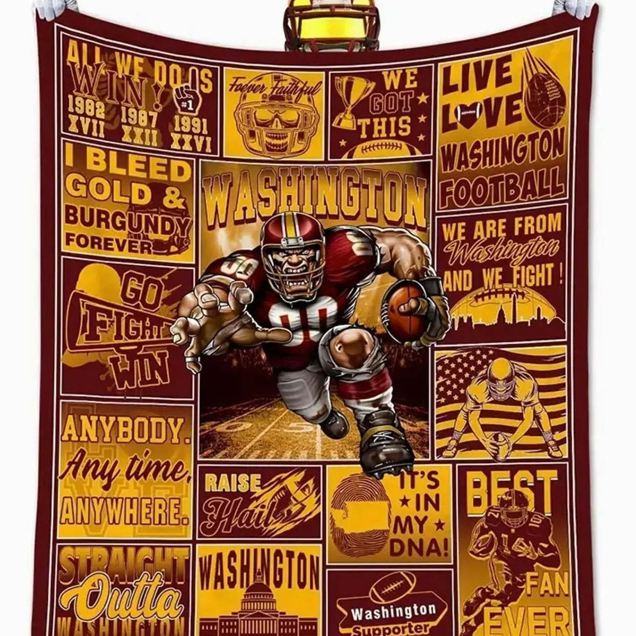 Washington Redskins Ultra-Soft Flannel Blanket - Customized, Wrinkle-Resistant, Durable Bedding Throw for Bedroom, Sofa, Football Team Fans, Children’s Gift