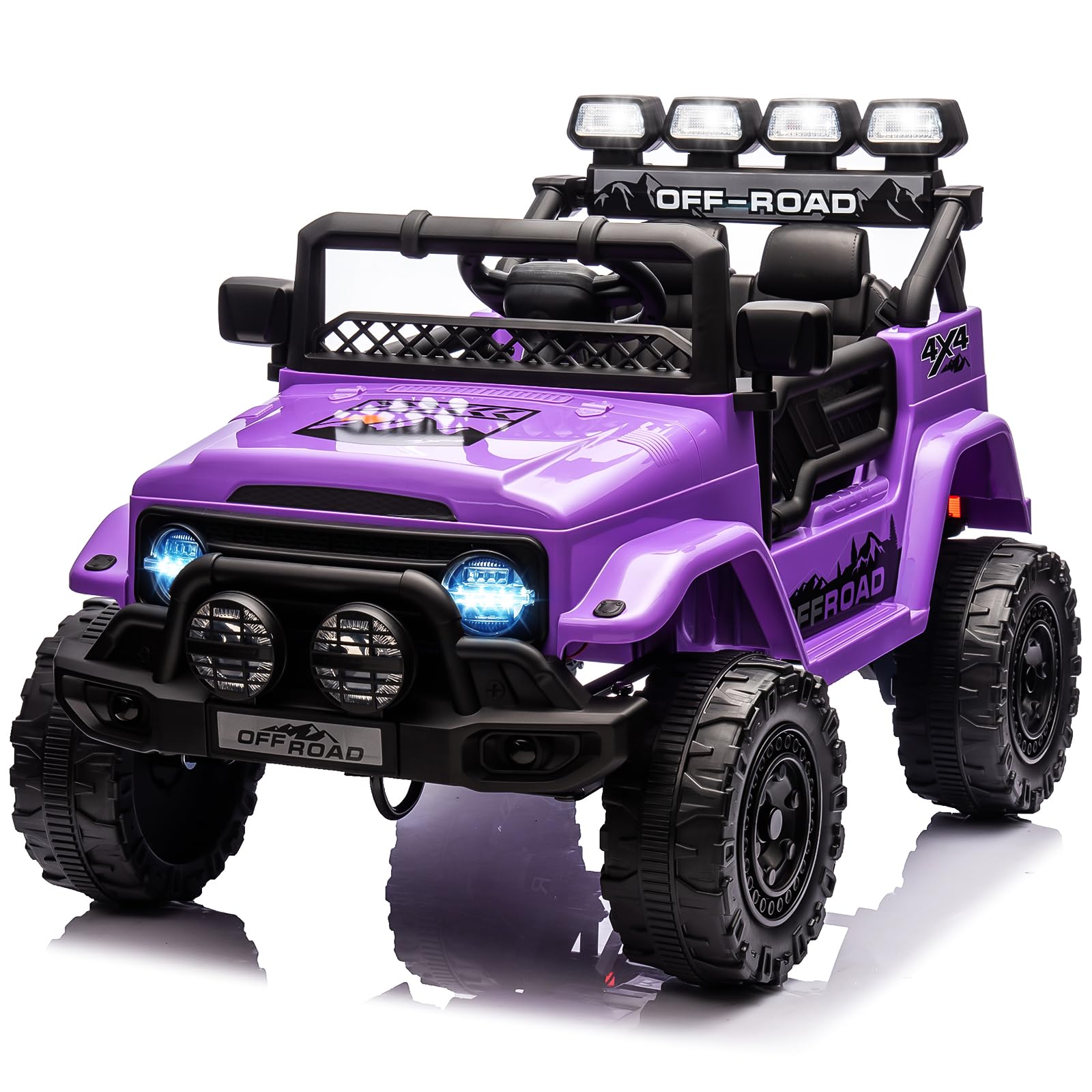 Purple Ride On Truck Car 12V, Electric Vehicle w/Remote Control,3 Speeds,LED Lights,Music,Spring Suspension,Ride on Car for Kids