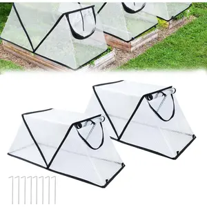 2 Pcs Garden Row Accelerator Plants Cover, 32.2" X 13" X 14.1" Foldable Raised Garden Bed Cover, Greenhouse Cover for Raised Garden Bed, Waterproof Small Greenhouse Plant Cage Guard Protector
