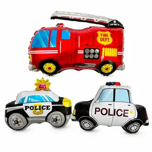 Fire Truck & Police Car Balloon Set – Foil Party Decor (3-Piece Set)
