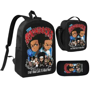 This 3-in-1 backpack includes a lunchbox and pencil case, suitable for boys, girls, and teenagers. Lightweight and spacious, it features 600D Oxford cloth, adjustable shoulder straps, and a comfortable mesh back panel. (Backpack Target-E)