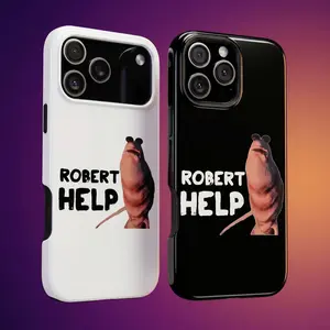 Marcus The Worm Robert Help Glossy Tough Phone Case 11 to 17 series S23 to S25 - Robert Help Gamer Meme Protect Phone Case - Viral Funny Creature Gift for Cases For 11 12 12Pro 12 Promax 13 14 15 16 17Pro