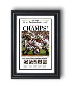 2002 Ohio State Buckeyes National Champions UnFramed Front Page Newspaper