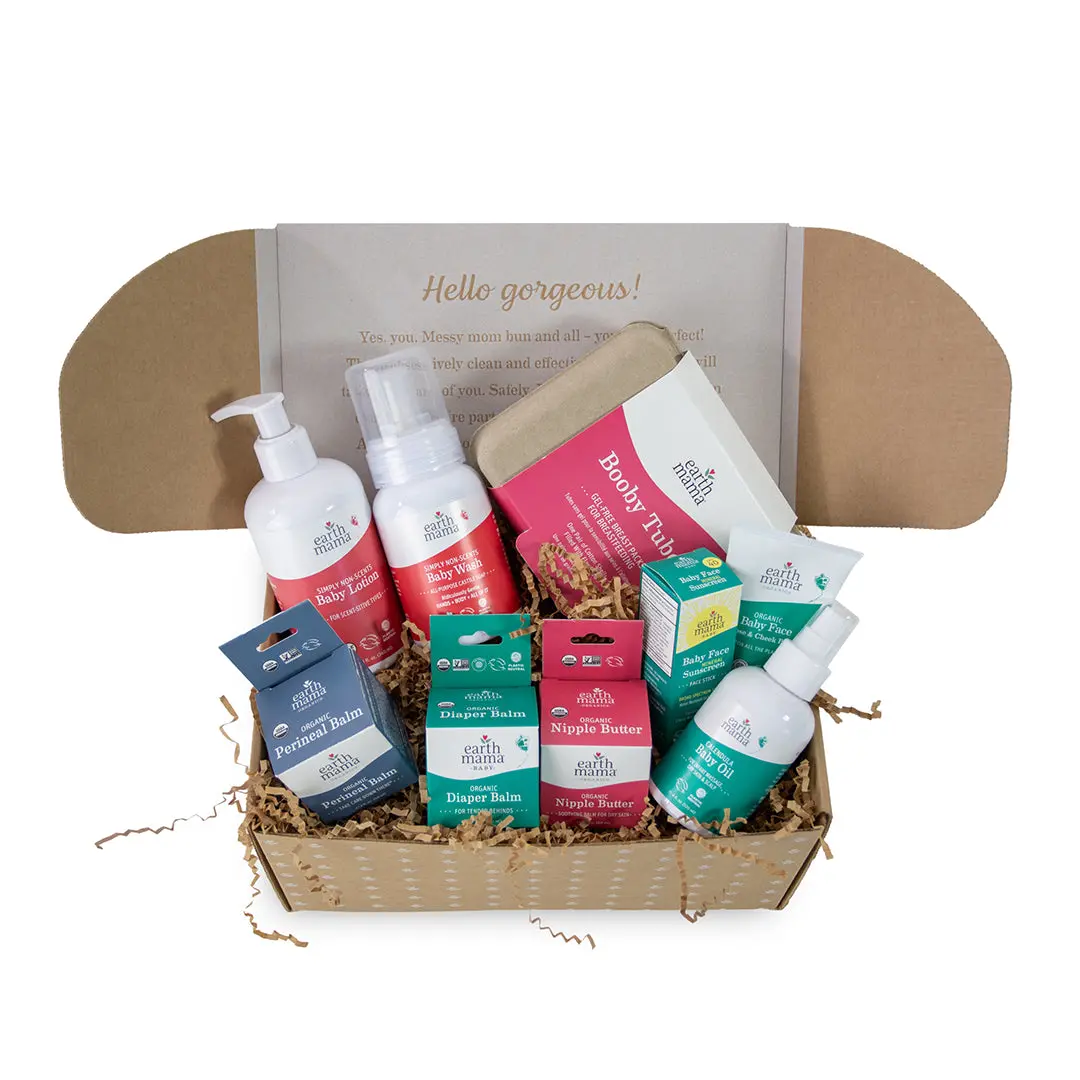 Earth Mama Mama & Baby Collection – 9-Piece Postpartum & Baby Care Gift Set – New Mom & Newborn Essentials