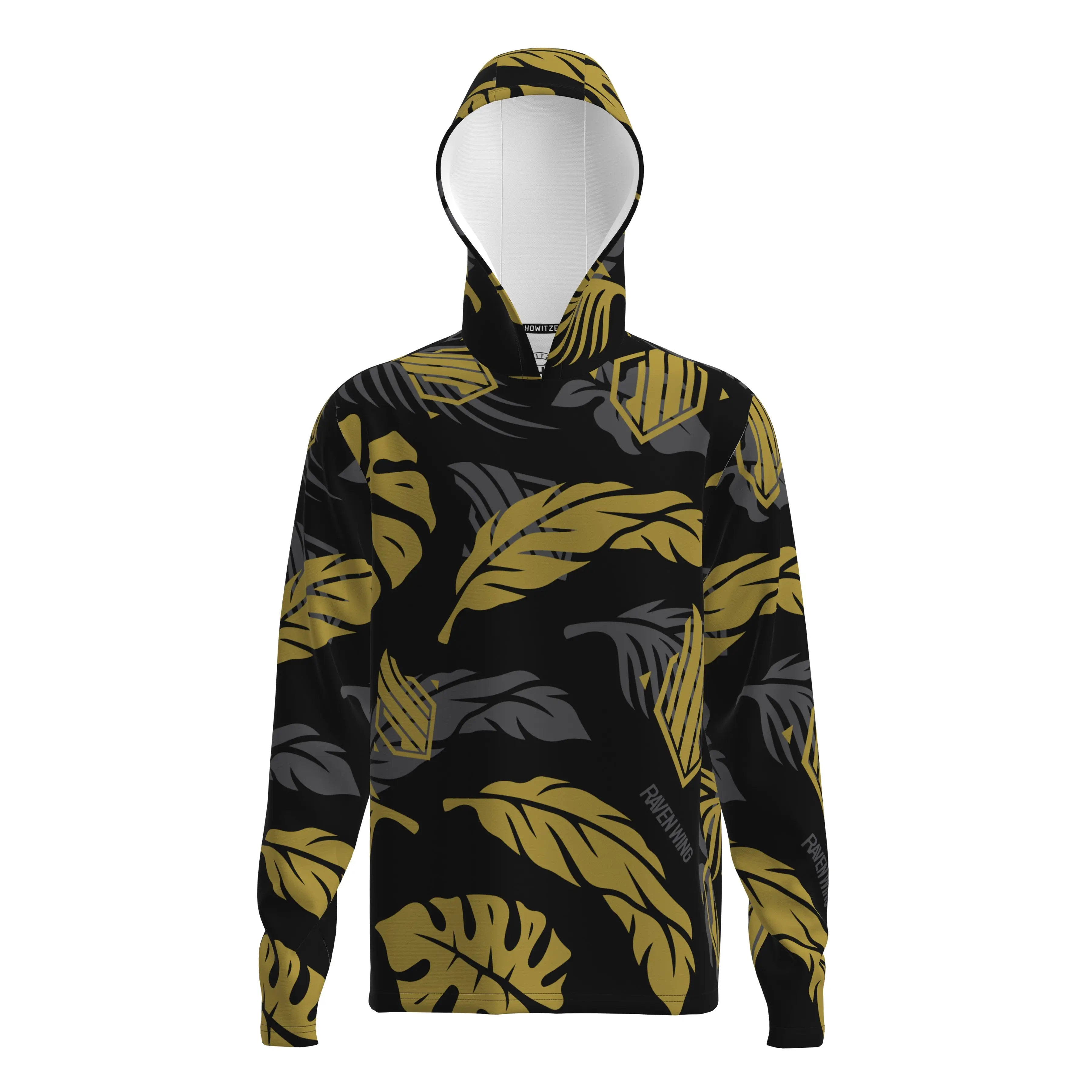 Howitzer Clothing Men's Raven Wing Performance Hooded Jersey - Long Sleeve, 3-Piece Lay Flat Hood, UV-Protective, Quick Dry, Breathable Stretch Mesh Fabric, Wrinkle-Resistant, Machine Washable (Cold Wash Only), Pull-On, All-Season Hooded Top, Hooded Neck