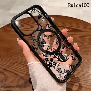 Premium Magnetic Phone Cases for iPhone11/12/13/14/15/16//17/Air/promax/Plus Elegant Floral Vines Butterfly y2k cased MagSafe Ready, Anti-Fall, Springtok and Ultra-Thin Design | Perfect for Everyday Use Protector Screen Protector Aesthetic Resistance
