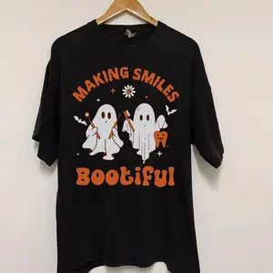 Making Smiles Bootiful Funny Ghost Dentist Halloween Dental T-Shirt, Spooky Halloween Dentist Shirt, Dental Halloween Shirts, Dental Hygiene