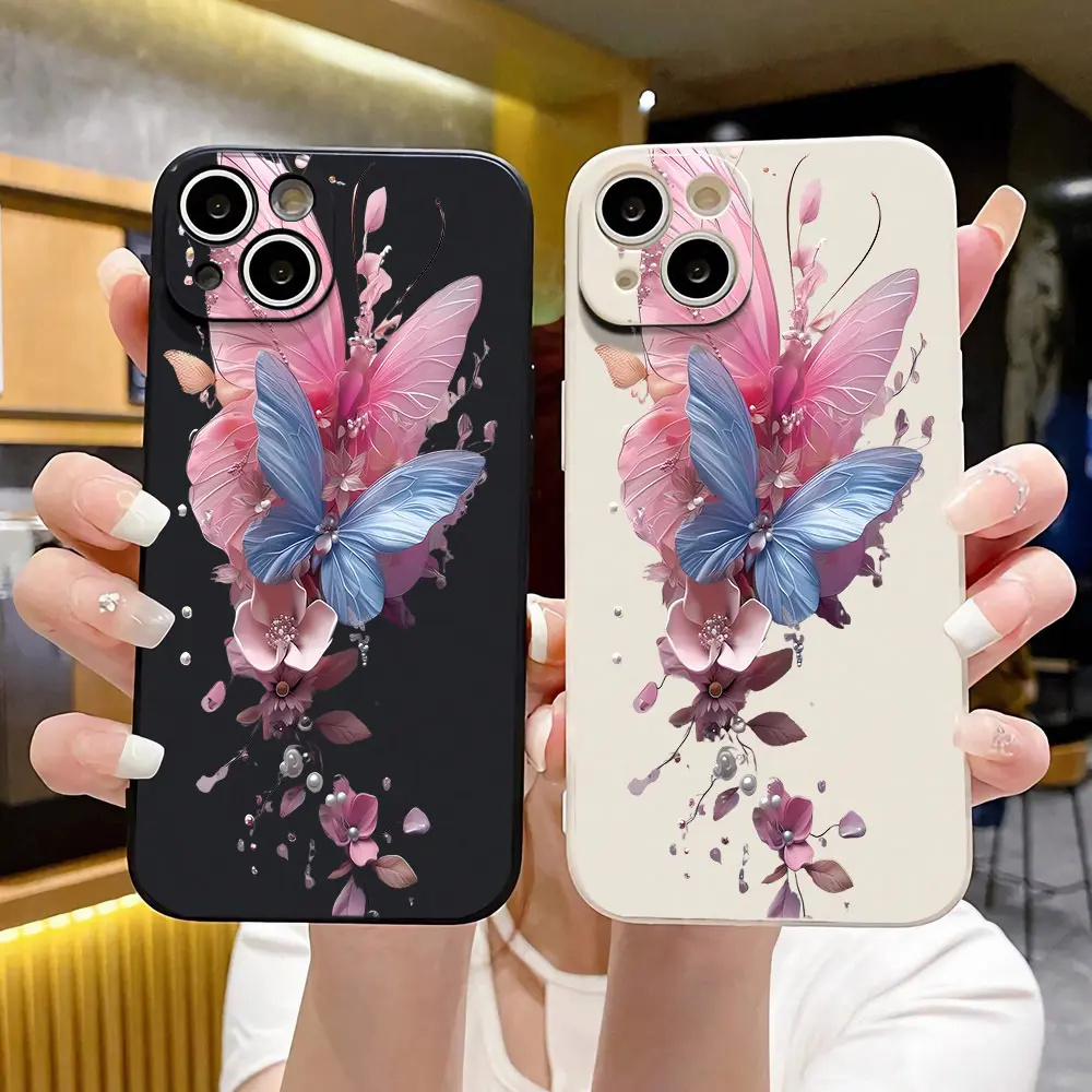 Butterfly Flower Dreamscape B468 for iPhone 16/15/14/13/12/11/Plus/Pro/Pro Max Series - Shockproof Case, Stylish Design