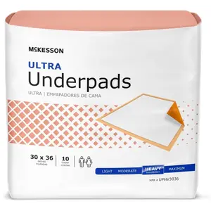 McKesson Heavy Absorbency Disposable Underpads, Bed Pads 30" x 36", for Adults, Elderly, and Baby, Designed for Effective Drainage and Easy Cleaning