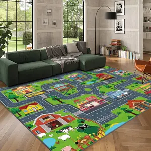 Velvet + soft and comfortable city traffic element pattern printed carpet, Decorative area rug, home decoration carpet, living room large carpet, bedroom carpet