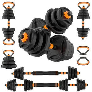 ROCKRAF Adjustable Weight Dumbbell Set 70lbs- 4 In 1 Free Weight Set With Connector - Dumbbells, Barbells, Kettlebells, Push-Up Bars For Full Body Workout And Muscle Toning