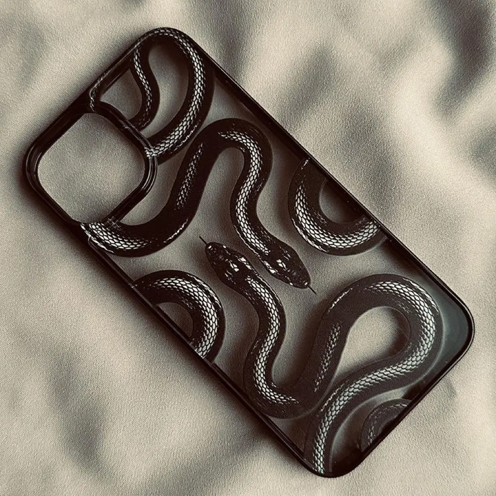 Snake Pattern Phone Case, 1 Count Personalized Chic Style Mobile Phone Case, Transparent Phone Cases For iPhone 11 12 13 14 Pro Max