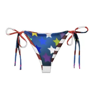 American Color Stars Bikini Bottom - 88% Recycled Polyester 12% Elastane Soft Stretchy Material UPF 50+ Protection Flexible Straps Sizes Up to 6XL