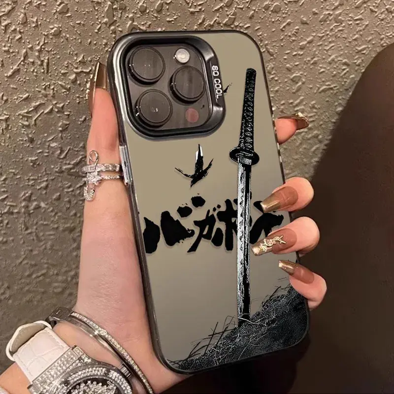 Vagabond Samurai Japanese Comics Plated Matte Polycarbonate Smartphone Case - Shockproof, Anti-Drop Protector, Magnetic Soft Cover, Cellphone Aesthetic Accessory - Fits iOS iPhone 16E,16,15,14,13,12,11 Pro Max,XS,X,XR,Plus,8,7,SE4,SE 2020 - Women's Gift