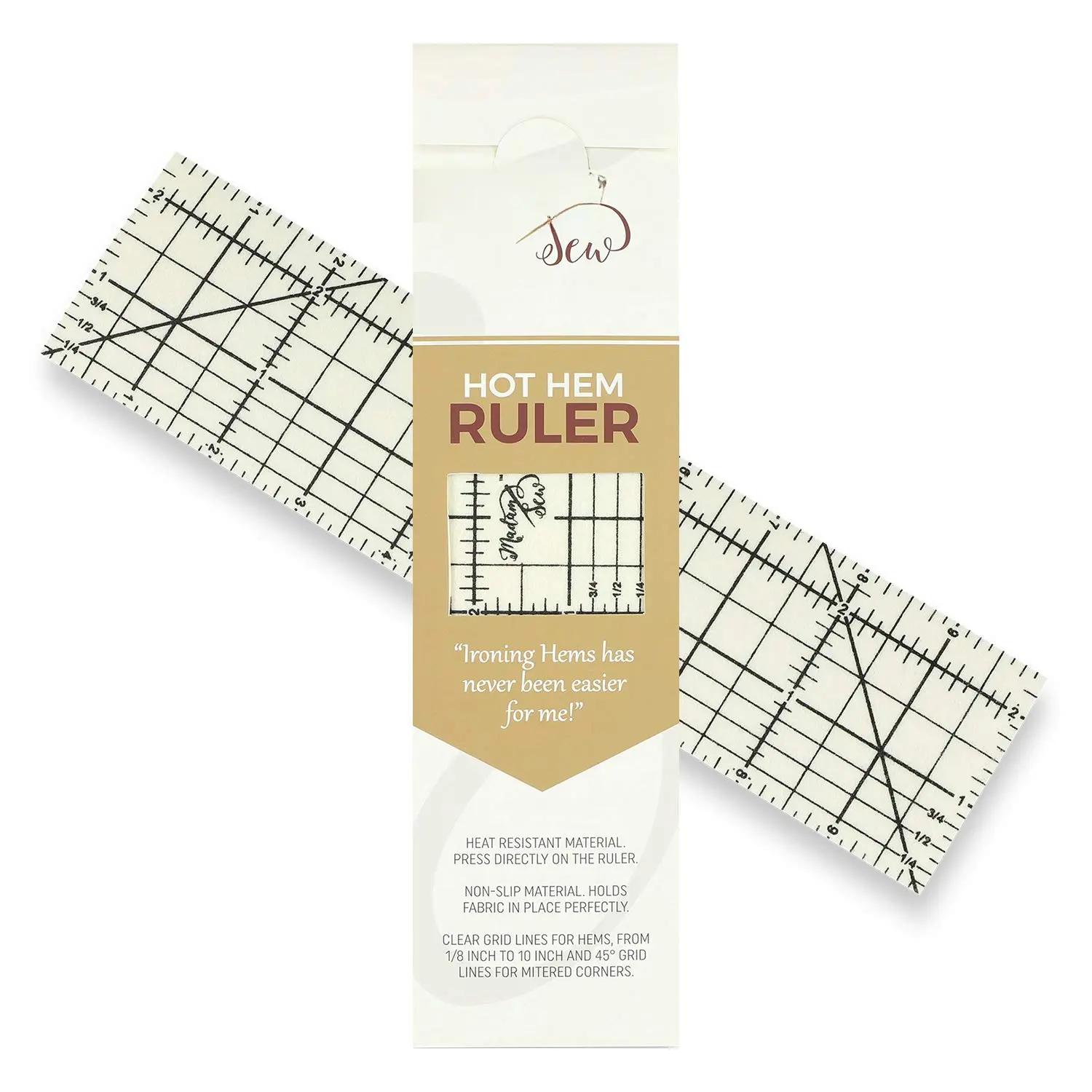 Hot Hem Ruler for Quilting and ing - Non-Slip Hot Ironing Ruler and Pleats with Dry or Steam Iron on Quilt Blocks and Clothes - 10" x 2.5"