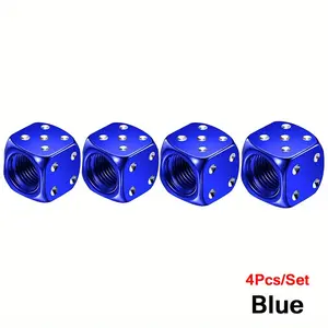 4Pcs/Set Aluminum Dice Style Valve Stem Caps, Car Tire Air Valve Dust Cap Cover Wheel Stem Tyre Caps For Car Truck Motocycle Bike