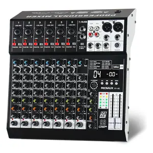 8-Channel Audio Mixer Board with 99 DSP Effects, smartphone Bluetooth & USB - Professional DJ Sound Console with 48V Phantom Power for Live Streaming, Karaoke, Studio Recording